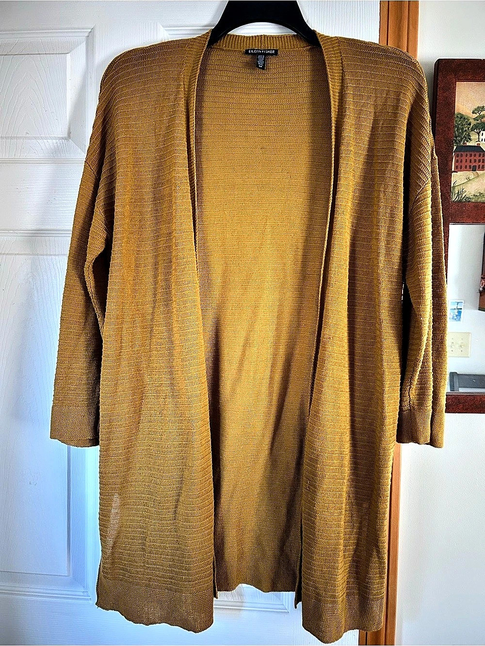 EILEEN FISHER Open Front Cardigan in mustard Small Like New